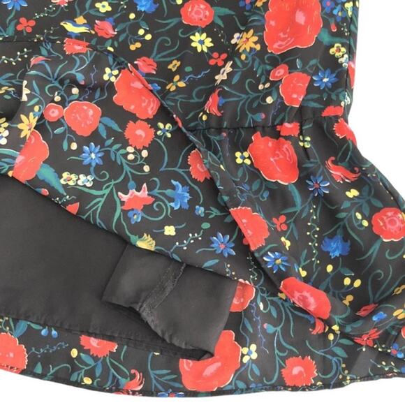NWOT J.Crew Black Red Printed Floral Flutter Dress With Ruffle Sleeves Size XS - Picture 5 of 6
